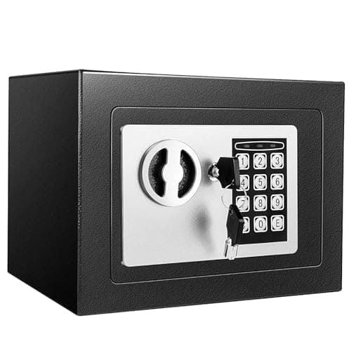 Image of EOXCIIU 6.6L Digital Steel Safe, Safe Boxes for Home Use, Electronic Security Home Office Money Cash Safety Box With 2 keys, Wall Safes 230mmx170mmx170mm-Black