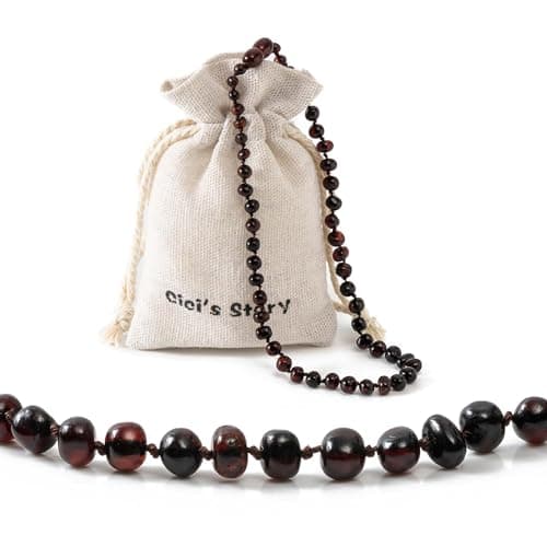 Image of Cici's Story Amber Necklace Gift Set(Unisex)(Cherry) - 35cm Long - Handcrafted, Lab-Tested, Authentic Amber