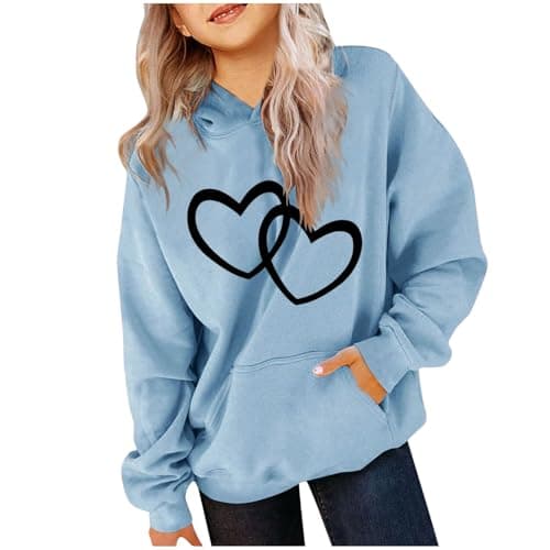 Image of Hoodies For Girls Age 5-6 Years Hooded Sweatshirts Casual Loose Oversized Jumper Printed Stylish Tops Jackets School Wear Birthday Gifts