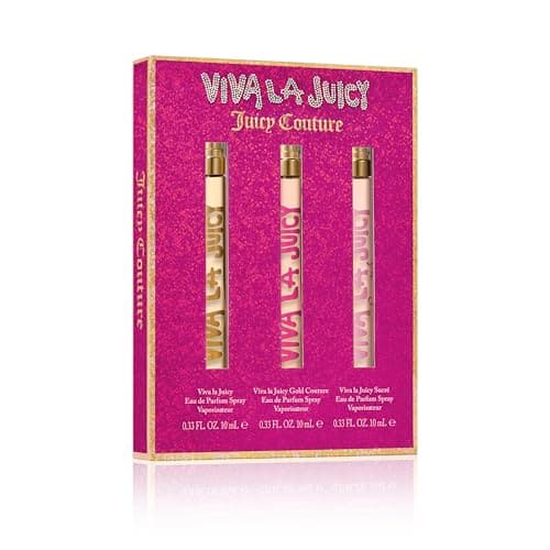 Image of Juicy Couture Travel Spray Coffret (3 x 10ml) Eau de Parfum, 3-piece Fragrance Gift Set, floral gourmand perfume, luxury fragrance gifting for Women