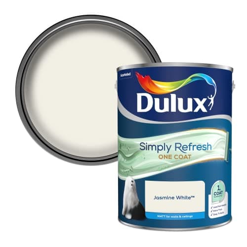 Image of Dulux Simply Refresh One Coat Matt Emulsion Paint - Jasmine White - 5L