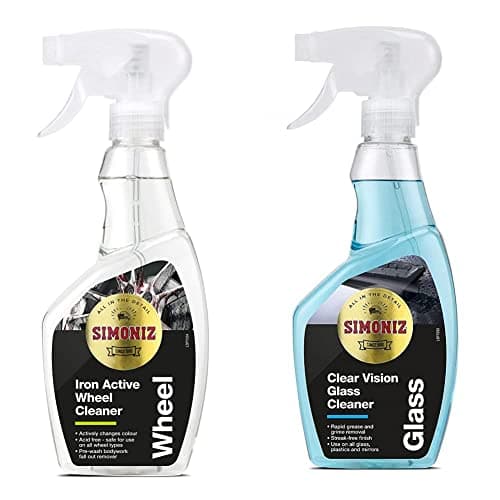 Image of SIMONIZ SAPP0179A Iron Active Wheel Cleaner, Purple SAPP0080A Anti-Glare Glass Cleaner 500ml