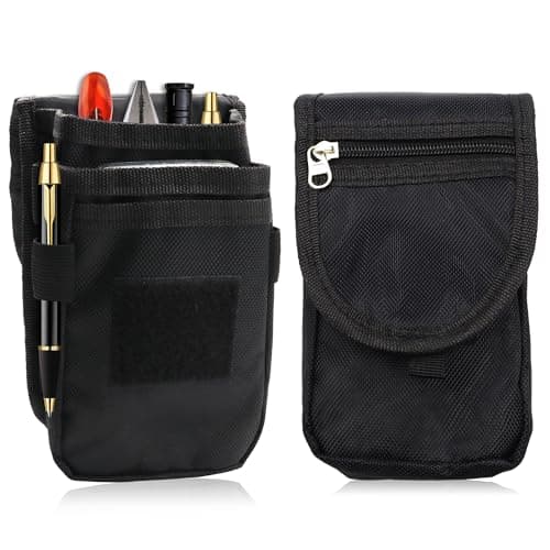 Image of Black Tool Pouch with Belt Clip, Universal Tactical Pouch for Multitool Organizers, Heavy Duty Nylon Phone Holster with Zipper for Hiking, Camping, Jogging, Outdoor Activities (Black)