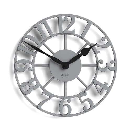 Image of Jones Clocks® Lighthouse wall clock | Sculptural skeleton clock | Grey | Elegant raised moulded numerals | Decorative design ideal for kitchen, living room or bedroom