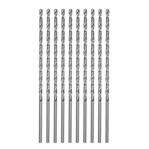 Image of sourcing map 10pcs Extra Long Drill Bits, 3mm HSS Drill Bit with High Speed Steel Straight Shank 120mm Length for Metal Woodwork Plastic Aluminum Alloy