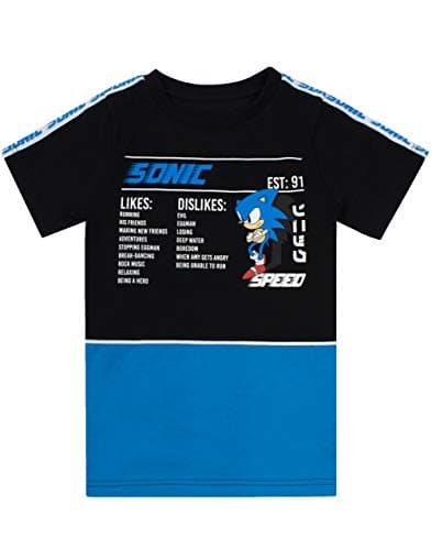 Image of Sonic The Hedgehog T-Shirt for Kids | Girls & Boys Gamer Top | Sonic Video Game Clothing Gift Merchandise 11-12 Years Black