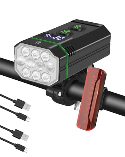 Image of Maraiss Bike Lights Front and Back 10 LED, 2025 8 Modes Bike Light Set LED Display 10000 Lumens Bicycle IPX5 Waterproof Bike Lights Set Rechargeable Waterproof Bicycle USB Cycle Lights
