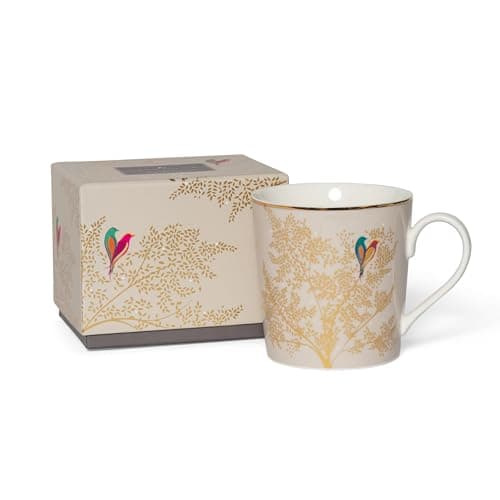 Image of Portmeirion x Sara Miller London Coffee Mug with Handle - White & Gold Fine China Mug, Chelsea Collection, Elegant and Sophisticated with Gold Detailing, 344ml