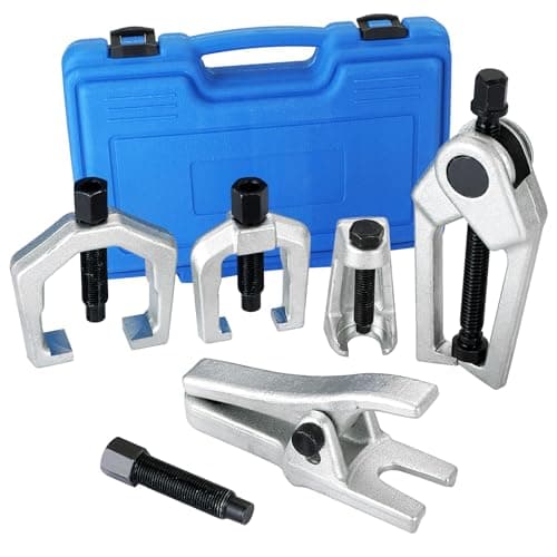 Image of DASBET 5PCS Ball Joint Separator Front End Service Tool Kit 5-in-1 Pitman Arm Puller Tie Rod End Removal Tool Set for Front End Service Splitter Removal Kit (Blue)