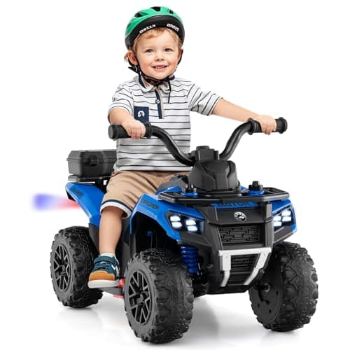 Image of Maxmass 6V Kids Electric Quad Bike, Battery Powered Ride on ATV Car with Spray Function, Horn, Music, LED Lights, Storage Basket, Children Electric Vehicle Toy Cars for 18+ Months Old (Blue)