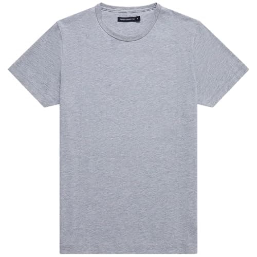 Image of French Connection Short Sleeve Regular Fit Logo Crew Neck Tshirt-Grey-Melange-X-Large