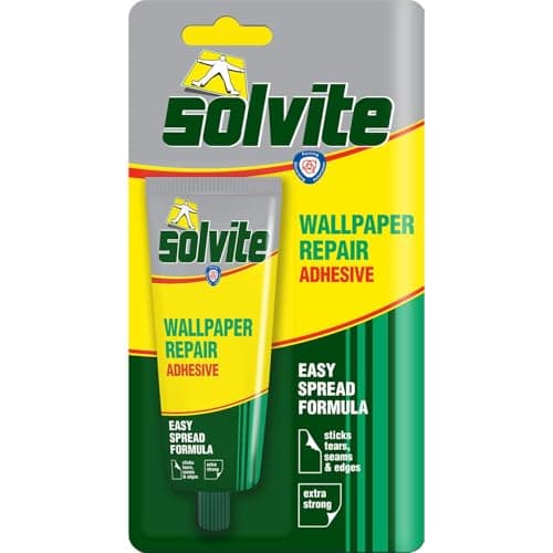 Image of Solvite Wallpaper Repair Adhesive 56g - Easy-Spread Formula for Wallpaper Seam & Edge Repair, Ready-to-Use Tube, Strong Hold Glue for Lifting Corners & Peeling Edges