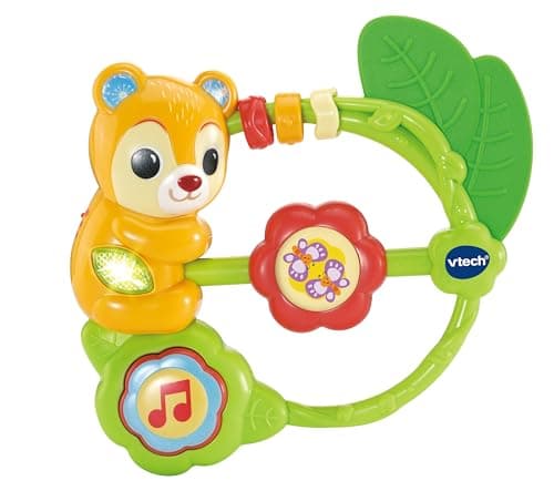 Image of VTech Baby Shaking Sounds Bear Rattle, Interactive Toy with Lights Nature Sounds & Melodies, Fine Motor Skills & Tactile Stimulation, Gift for Ages 0, 3, 6 Months +, English Version