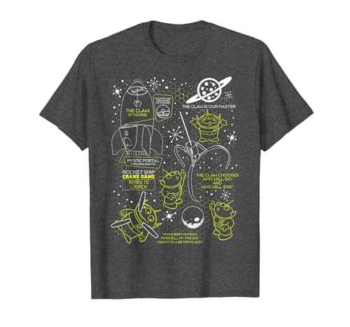 Image of Disney Pixar Toy Story Aliens The Claw Machine Poster T-Shirt, Men, Dark Heather Grey, 4X-Large