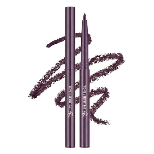 Image of Deep Purple Waterproof Gel Eyeliner Pencil with Fine Retractable Tip - Smudge-Proof Long-Lasting Matte Formula for Precise Winged Lines and Everyday Wear, Highly Pigmented Eye Makeup, Easy