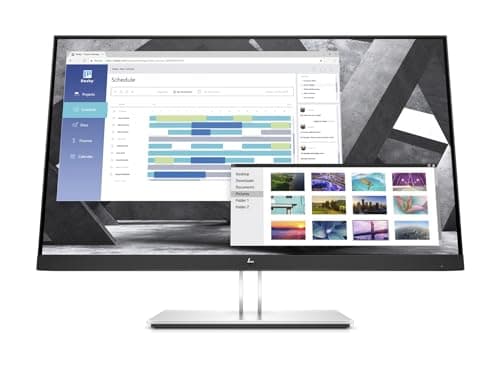 Image of HP E27q G4 27 Inch QHD Ergonomic Office Monitor with Low Blue Light Content, 4-Way Adjustment, Sustainably Produced, Connection with VGA, HDMI, or DisplayPort, USB 3.2 Hub, Black/Silver