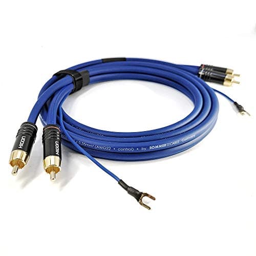 Image of SC81-K3-0200 2m Phono Cable Sommer Cable Shielded 2 x 0.35 mm² Audio Cable 1 x 0.35 mm² Extra Long Earth Cable Gold-Plated Connectors
