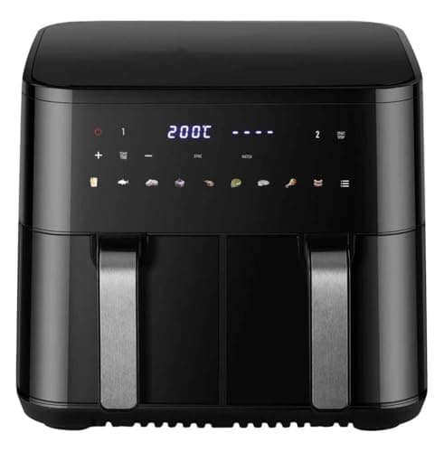 Image of Vencier 9L Dual Zone Air Fryer, 2200W, 2 Independent Baskets, 8-in-1 Cooking Functions, 80–200°C Temperature Control, 60-Min Timer, Non-Stick, Low-Oil Healthy Cooking, Family Size