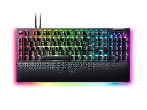 Image of Razer BlackWidow V4 Pro (Green Switch) - Mechanical Gaming Keyboard (Clicky Mechanical Switches, Command Dial and 8 Dedicated Macro Keys, Multi-Function Roller, Wrist Rest) UK Layout | Black