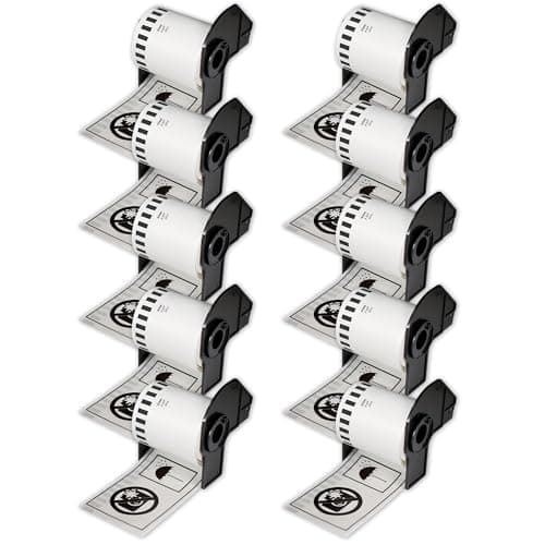Image of BETCKEY - 10 Rolls DK-22113 Labels, 62mm x 15.24m, 10 Continuous Clear Film Labels Compatible with Brother QL Label Printers
