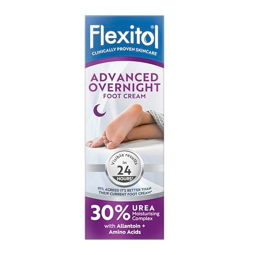 Image of Flexitol Rapid Revive Overnight Foot Cream - 30 Percent Urea for Extremely Dry, Hard, Rough Skin on Feet - Results in 1 Night - Clinically Proven Foot Care - High Urea - Suitable for Diabetics. 50g