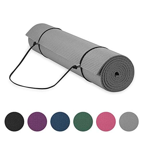 Image of Gaiam Essentials Premium Yoga Mat with Yoga Mat Carrier Sling, Grey, 72"L x 24"W x 1/4 Inch Thick