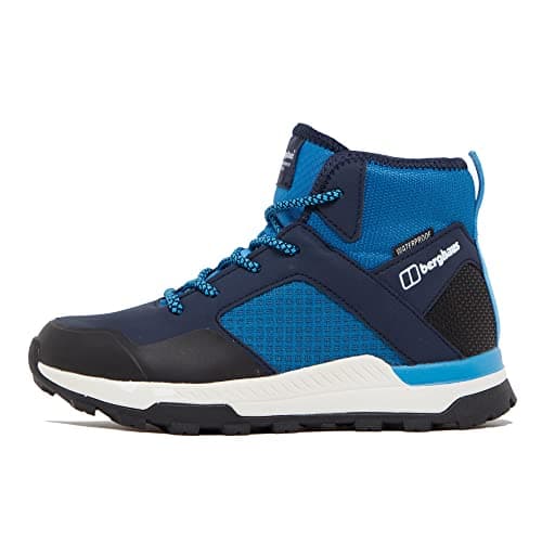Image of Berghaus Kids’ Galactic Mid Walking Boot with High Traction Sole, Waterproof, Breathable, Lightweight, Vegan Friendly Trainer (Blue, UK Footwear Size System, Big Kid, Numeric, Medium, 5)