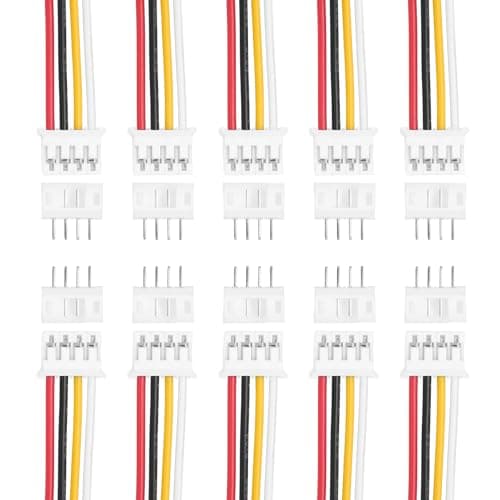 Image of sourcing map 10Pcs PH 2.0mm 4 Pin Single Head Male Connector Plug with 26 AWG 300mm Wire Cable Female Motherboard Connector for Speakers,LED Light Strips