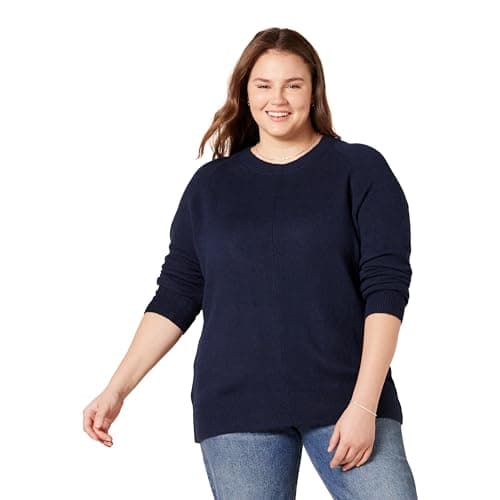 Image of Amazon Essentials Women's Classic-Fit Soft Touch Long-Sleeve Crewneck Sweater, Navy, Large