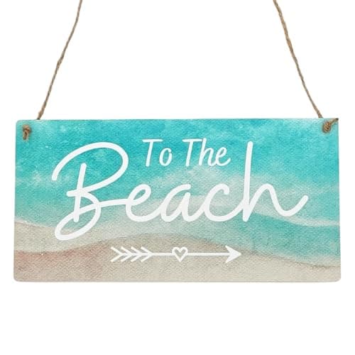 Image of Second Ave To The Beach Wooden Hanging Rectangle Home Shed Sign Plaque