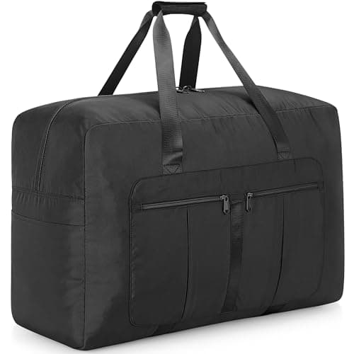 Image of YOUNGOA Large Travel Duffle Bag for Men & Women, 70L Waterproof Foldable Holdall Duffel Bag, Lightweight Weekend Overnight Luggage Bag for Travel, Moving, Black