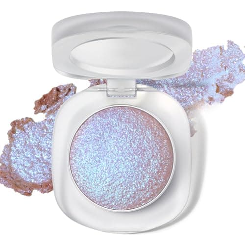 Image of BelleFlair Glitter Eyeshadow Palette with Holographic Duochrome Eye Shadows, Long Lasting Metallic Shimmer Highlighter, Creamy Sparkling Color Shift Facial Illuminator for Mermaid Makeup