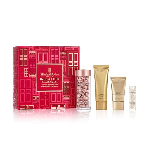 Image of Elizabeth Arden SMOOTH, REPAIR & FIRM Retinol + HPR Ceramide Capsules 4-Piece Gift Set. anti-aging skincare for smoothing fine lines & wrinkles, luxury gifting for women
