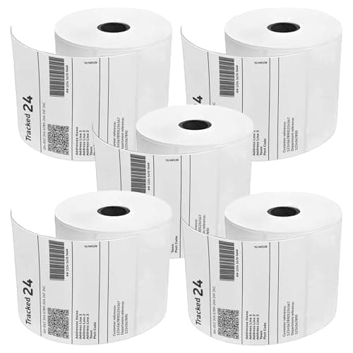 Image of Double Dragon, 5 Rolls, 1,250 Premium Coated Direct Thermal Labels, 4” x 6”, 100x150mm, Self-Adhesive, Compatible with Zebra, MUNBYN, Rollo, TSC, Toshiba, Citizen, Direct Thermal Label Printer, GK420d