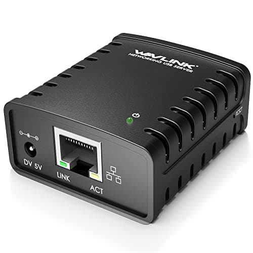Image of USB 2.0 Network Print Server, WAVLINK LAN Print Share Server for USB Printers, LPR Print Protocol 10/100Mbps Computer Print Server Adapter for Windows, MacOS 10.7 or above, No Driver Required