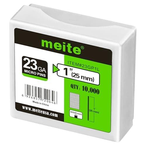 Image of meite 23 Gauge Pin Nails, 25 mm Micro Headless Brad Nails for Pin Nailer - Galvanised Pins Nail Gun Nails, Ideal for Fine Woodworking and Trim Work (10,000 Counts)