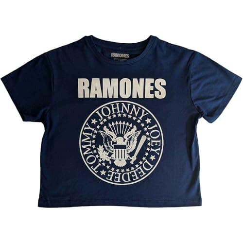Image of Ramones Crop Top T Shirt Presidential Seal Band Logo Official Womens Denim L