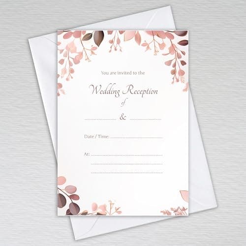 Image of Webspectations Rose Gold Eucalyptus Wedding Reception Invitations with Envelopes/Dusty Pink Leaves: Rose Gold Eucalyptus Wedding Reception Invites (Pack of 20 with Envelopes)