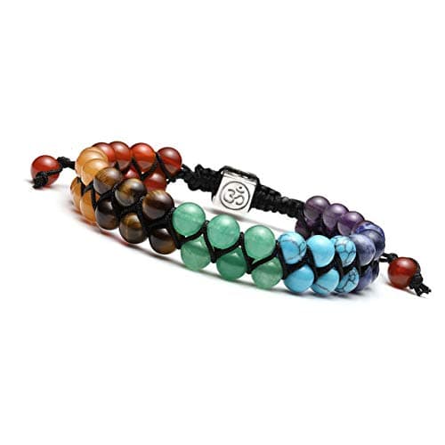 Image of JOVIVI 7 Chakra Reiki Healing Crystal Gemstone Yoga Stone Beaded Braided Bracelet Adjustable Women Jewellery