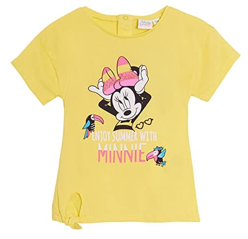 Image of Disney Minnie Mouse Baby Girls' Short Sleeve T-Shirt, Kids Top, Infants Cotton Summer Tee Yellow 24 Months