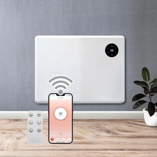 Image of Purus 1000W White WIFI Smart App Control, Electric Radiator Heaters for Home, Bathroom Safe Electric Heater Setback Timer Lot 20 & Thermostat Control, Wall Mounted or Floor Standing with Controller