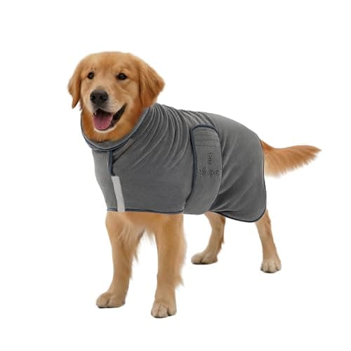 Image of PAWPUP® Dog Drying Coat - Double Layer Ultra Absorbent Microfibre Dog Towel Robe, Dries in 20-30 Minutes, Thick, Soft & Warm All-Season Dressing Gown (Grey, XL)