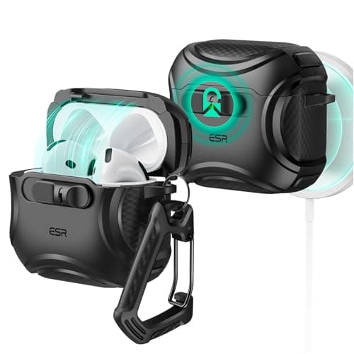 Image of ESR for AirPods 4 Case, Compatible with AirPods 4th Generation Case (2024) (USB-C), Compatible with Magsafe, Drop-Proof Lock, Easy Open, Cyber Series, Black