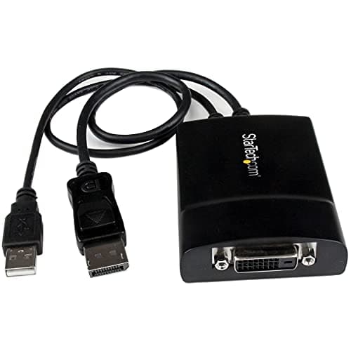 Image of StarTech.com DisplayPort to DVI Dual Link Active Adapter - DisplayPort to DVI-D Adapter Video Converter 2560x1600 60Hz - DP 1.2 to DVI Monitor - USB Powered - Latching DP Connector (DP2DVID2)