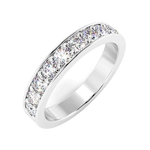 Image of BuyFineDiamonds 0.50Ct Pave Set Round Diamond Half Eternity Ring Crafted In White Gold Size K