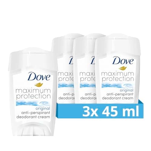 Image of Dove Maximum Protection Original Clean Anti-perspirant Cream Stick with ¼ moisturising cream our most effective deodorant 3x 45 ml