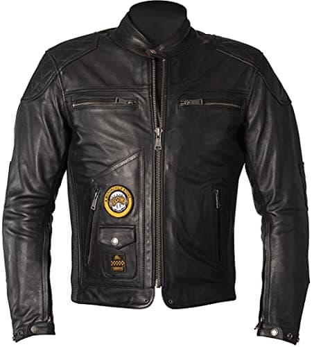 Image of Helstons Tracker Motorcycle Leather Jacket, black, 2XL