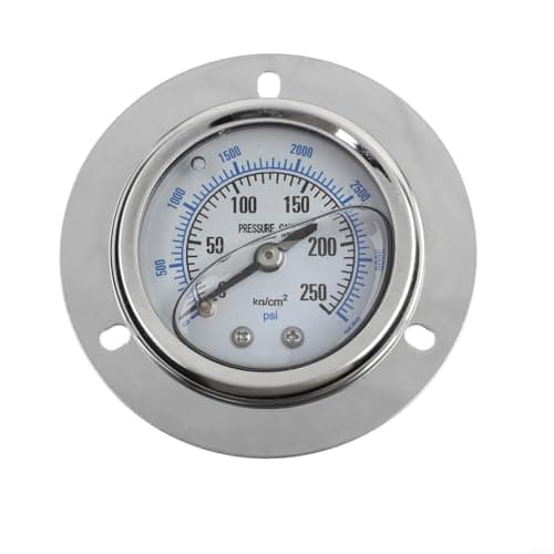 Image of Glewi Stainless Steel Axial Pressure Gauge 0-250KG 1/4PT Shock-Resistant Edge for Hydraulic Pneumatic Air Oil System Monitoring YN-50ZT