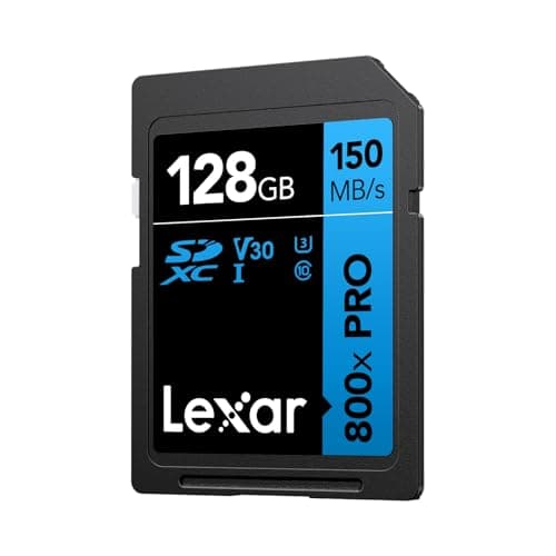 Image of Lexar High-Performance 800x PRO SD Card 128GB, SDXC UHS-I Memory Card, C10, U3, V30, 4K UHD Video, Up to 150MB/s Read, for Point-and-Shoot & Mid-Range DSLR Cameras, HD Camcorders (LSD0800P128G-BNNAA)