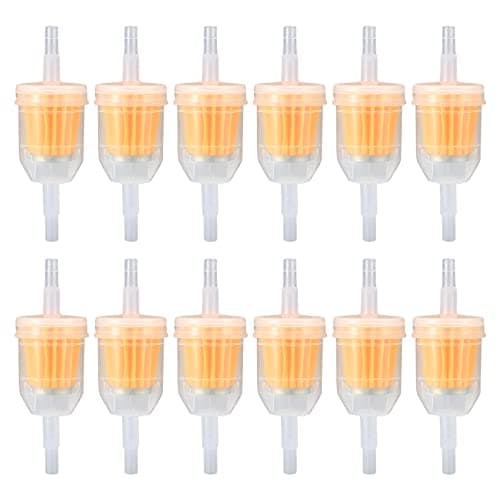 Image of Vwoqiy 12 Pieces Gas Inline Fuel Filters, Universal Motorcycle Petrol Inline Filter, Filtration Speed Quick Fuel Filter for 6-8mm Motorbike, Scooter, Generator, Lawnmower Machines, Auto (Yellow 12)